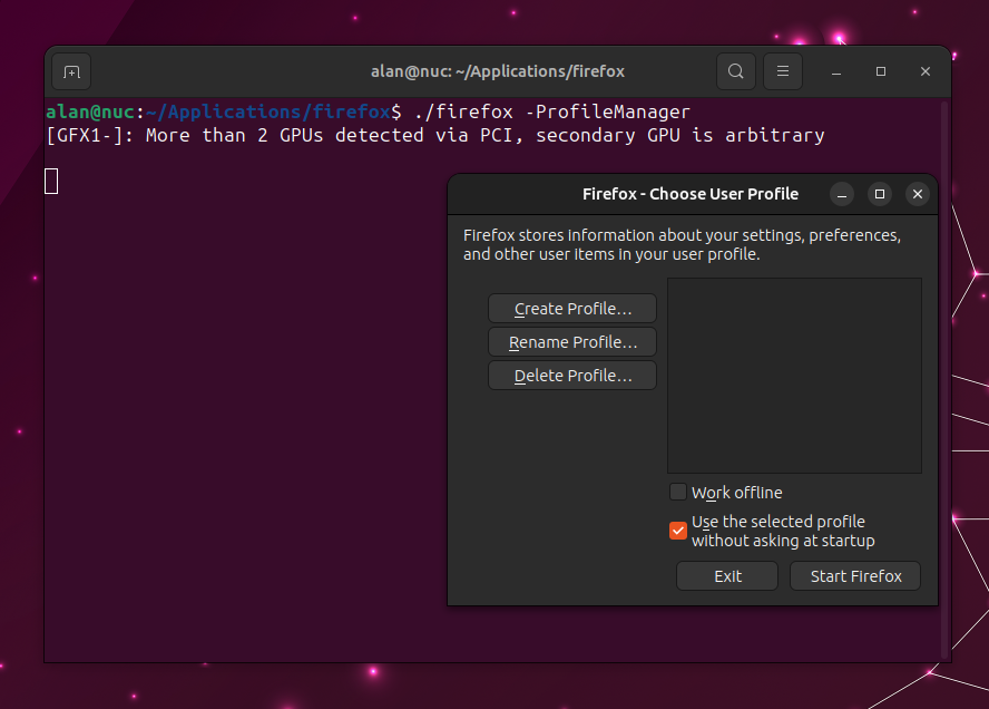 Firefox profile manager