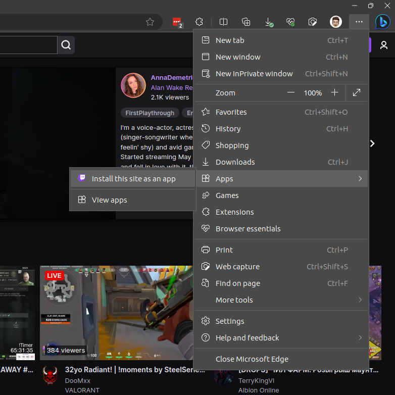 Twitch webapp